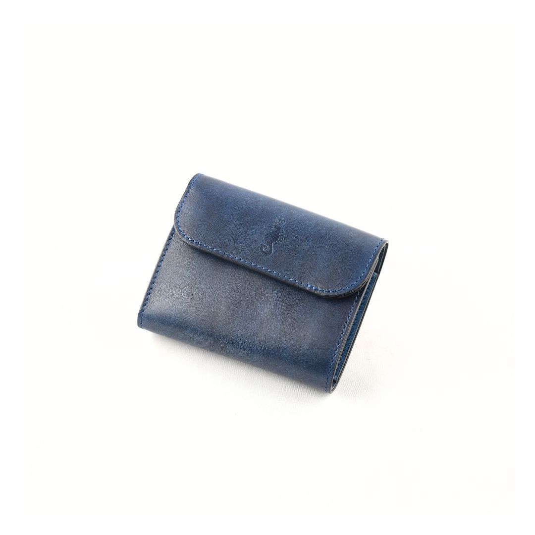 【Takumics】Quattro Plus 迷你短夾 / 日本姬路藍染革